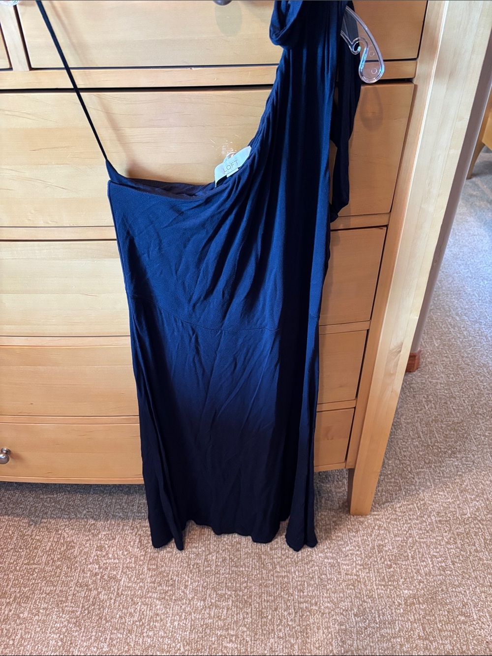LOFT One-Shoulder Black Maxi Dress